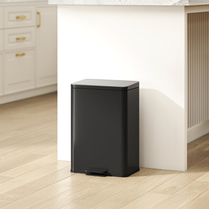 HOMCOM 5.3 Gallon/20 L Garbage Bin with Soft Close Lid, Trash Can with Removable Inner Bucket for Kitchen, Office, Cream White