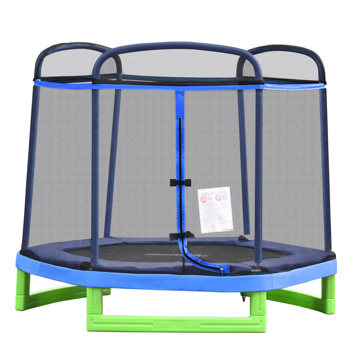 Outsunny 84.75" Kids Trampoline 7 FT Indoor Outdoor Trampolines with Safety Net Enclosure Built-in Zipper Padded Covering, for Boys and Girls, Red