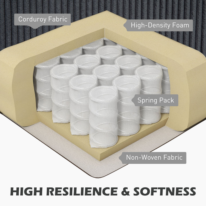 HOMCOM L Shaped Couch, L Shape Sofa with Chaise Lounge and Spring Cushion for Living Room, Bedroom, Grey