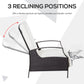 Outsunny Outdoor Rattan Recliner Chair, Wicker Reclining Chair with Adjustable Back Retractable Footrest Cushion Blue
