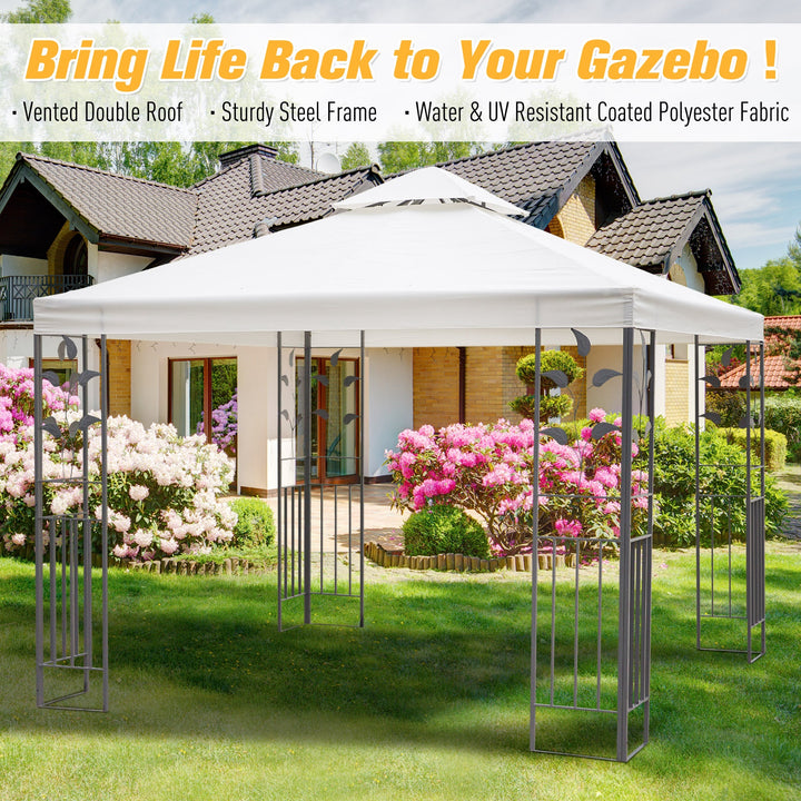 Outsunny 10' x 10' Outdoor Garden Metal Gazebo Patio Canopy Marquee Patio Party Tent Canopy Shelter Vented Roof Decorative Frame, Cream