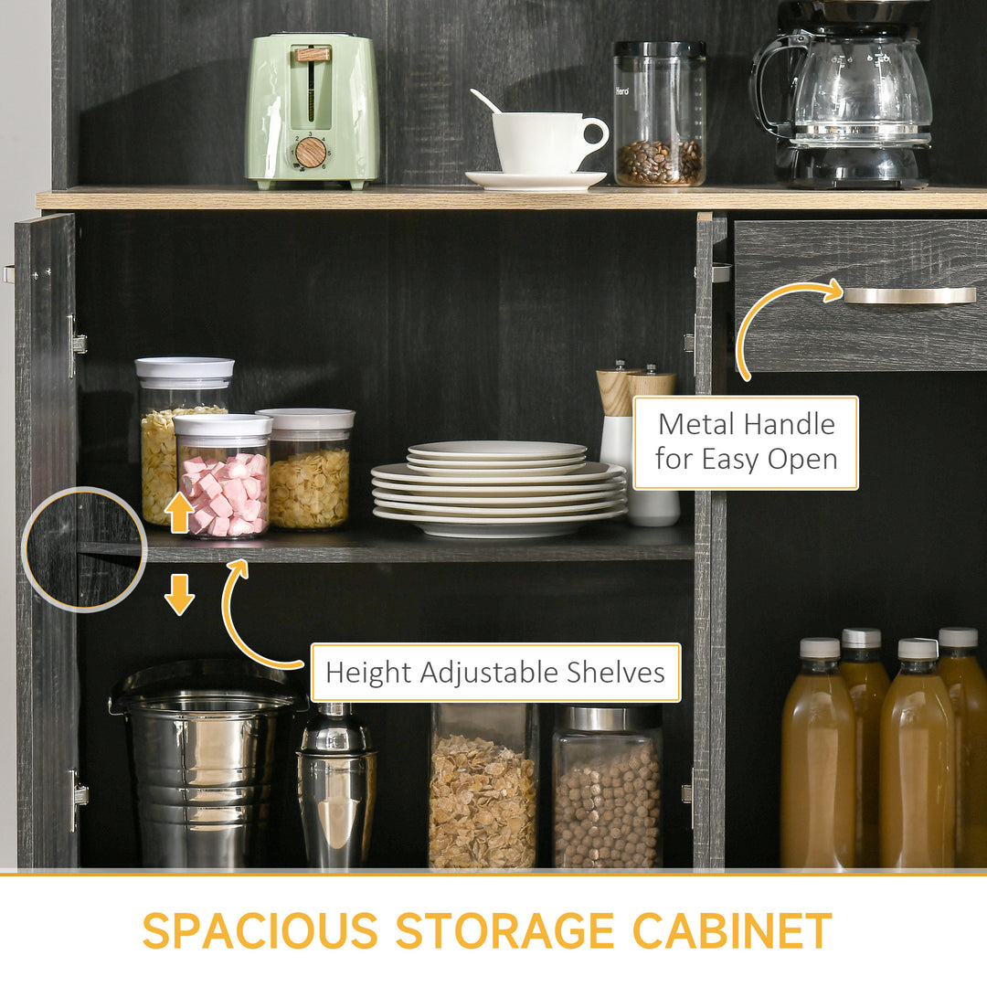 HOMCOM 71" Modern Buffet with Hutch, Standing Kitchen Hutch with Storage Cabinets, Drawer, Open Space with Microwave Stand, White