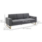 HOMCOM 3 Seater Sofa, Linen Upholstered Cozy Padded Couch with Steel Leg, Backrest and Wide Armrest, for Living room, Bedroom, Grey