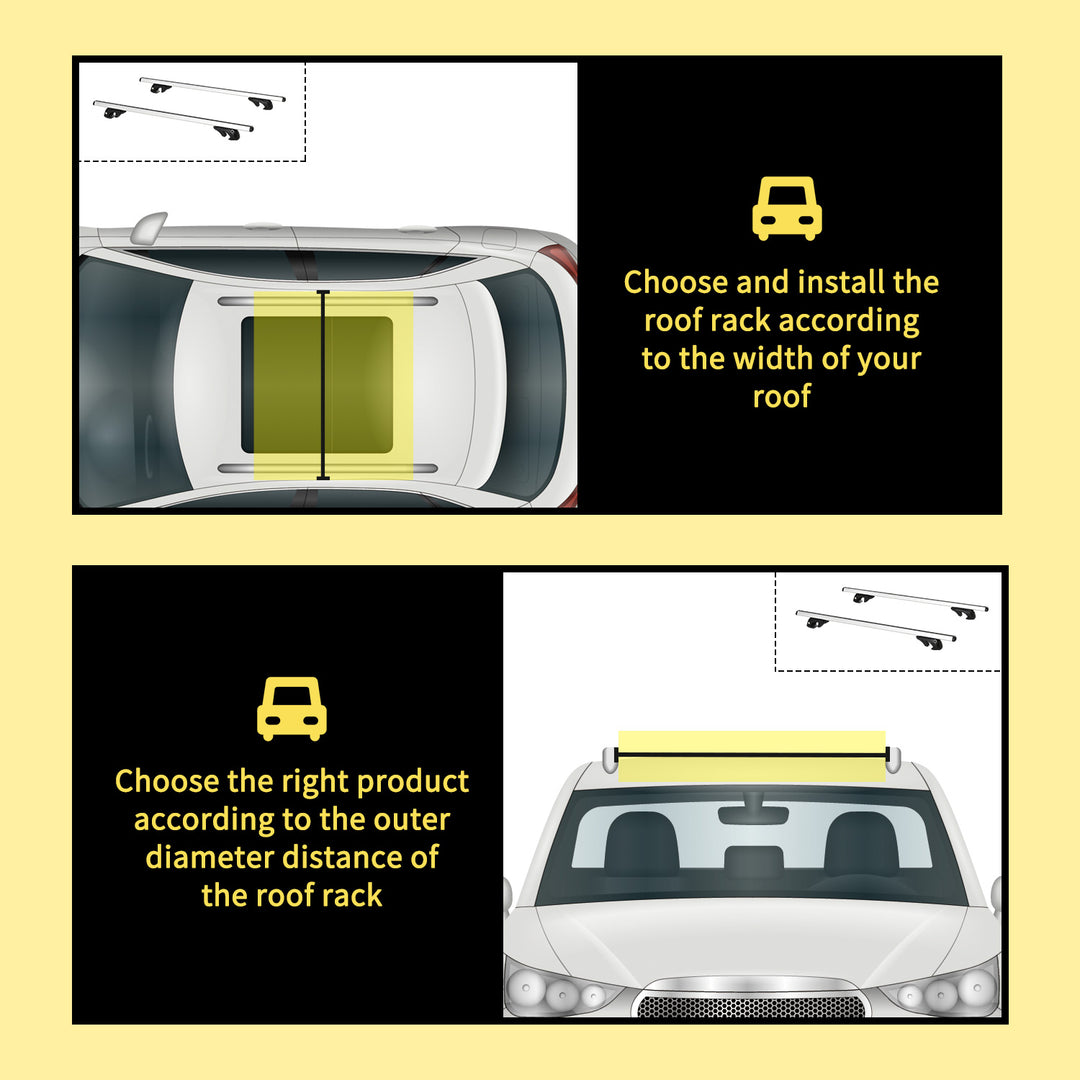 HOMCOM 2pc Roof Rack Car Roof Top Lockable Aluminum Cross Bars Adjustable Baggage Luggage Carrier, Silver (53")