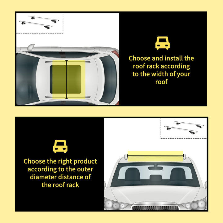 HOMCOM 2pc Roof Rack Car Roof Top Lockable Aluminum Cross Bars Adjustable Baggage Luggage Carrier, Silver (53")