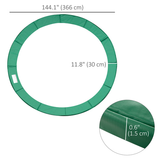 HOMCOM âŒ€12ft Trampoline Pad âŒ€144" Spring Safety Replacement Gym Bounce Jump Cover EPE Foam (Green)