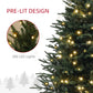 HOMCOM 5ft Prelit Artificial Christmas Tree with 542 Tips, Warm White LED Lights, Steel Base, Hinged Xmas Tree, Auto Open