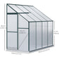 Outsunny Walk-In Garden Greenhouse Aluminum Polycarbonate with Roof Vent for Plants Herbs Vegetables 8' x 4' x 7' Silver