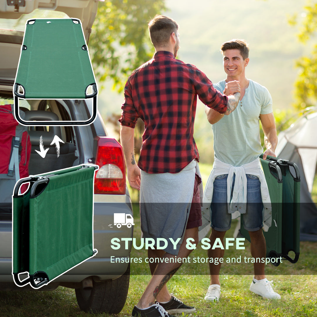 Outsunny Folding Camping Cot for Adults Portable Outdoor Sleeping Bed for Office Beach Home, Green