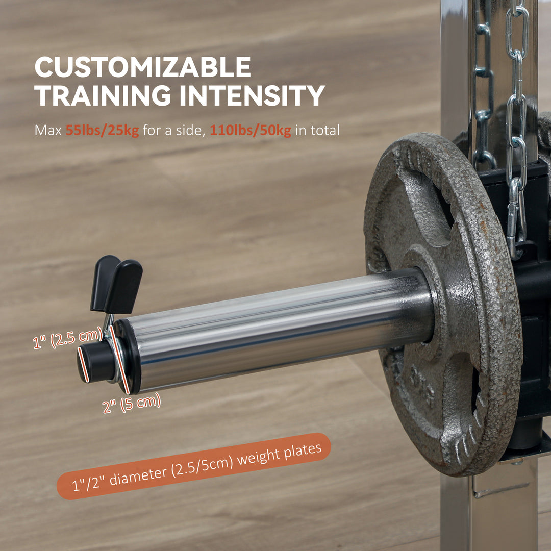 Soozier 3 In 1 Smith Machine Power Rack with Cable Crossover System, Pull up Station, 16-Level Squat Rack and Barbell Bar