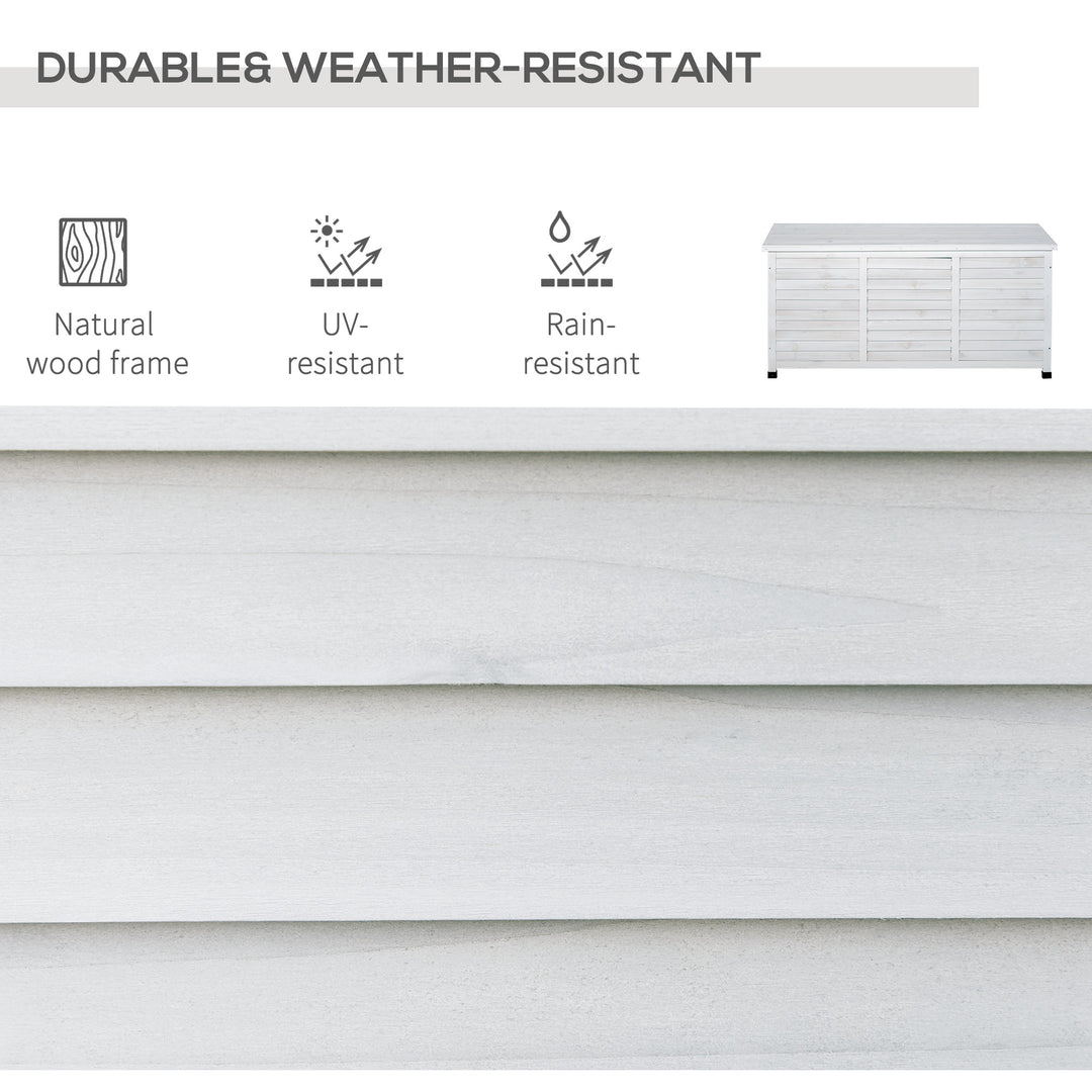 Outsunny 75 Gallon Wooden Storage Box patio Deck Box Bench, Garden Backyard Outdoor Storage Container with Aerating Gap & Weather-Fighting Finish, White