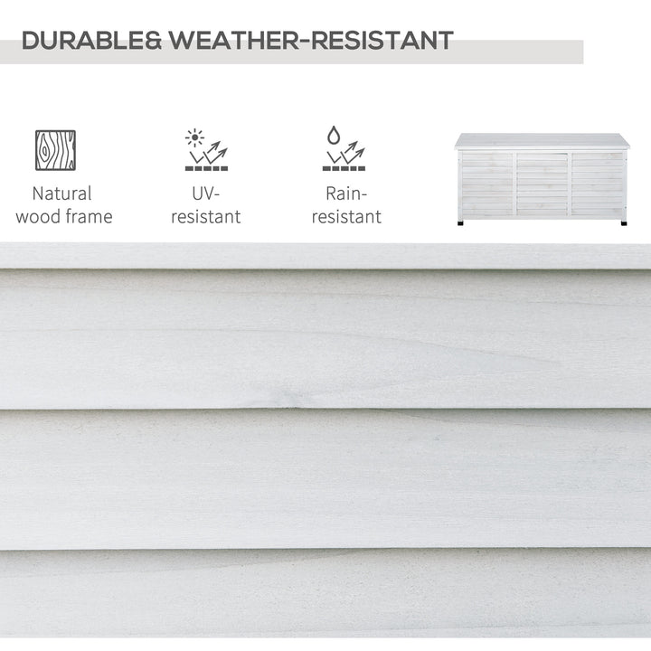 Outsunny 75 Gallon Wooden Storage Box patio Deck Box Bench, Garden Backyard Outdoor Storage Container with Aerating Gap & Weather-Fighting Finish, White