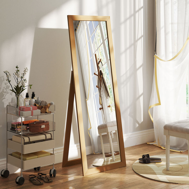 HOMCOM 58" x 20" Floor Standing Mirror, Full Body Mirror for Bedroom, Living Room, Oak
