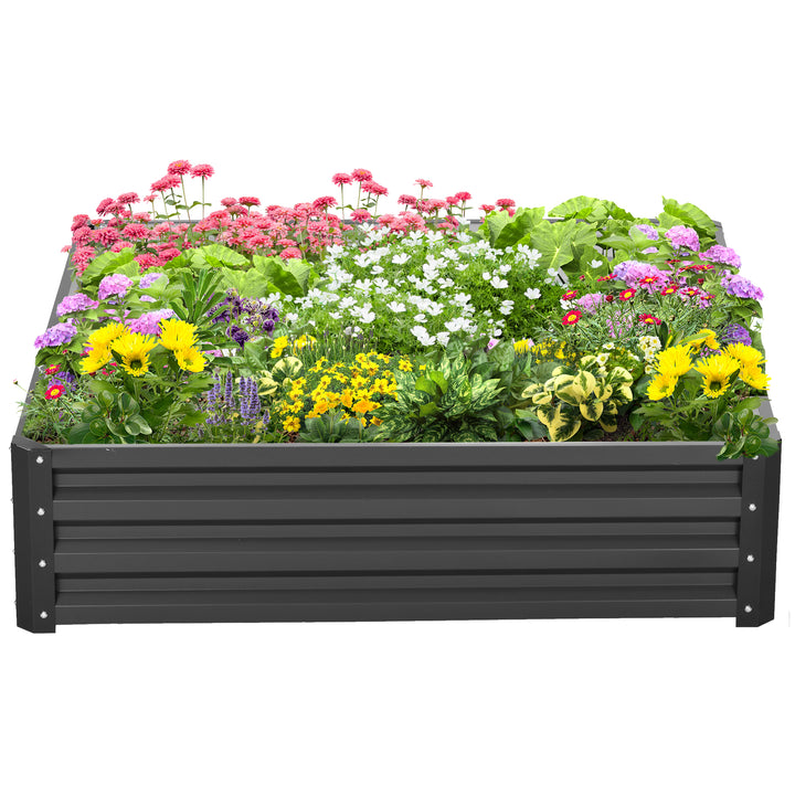 Outsunny 4' x 4' x 1' Raised Garden Bed Galvanized Steel Planter Box for Vegetables, Flowers, Herbs, Green
