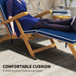 Outsunny Folding Patio Lounge Chair with Padded Cushion, Acacia Wood Patio Lounger Recliner with Footrest for Garden, White