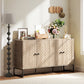 HOMCOM Sideboard Buffet Cabinet with 2 Adjustable Shelves and Steel Base, TV Stand, Coffee Bar Cabinet for Living Room, Oak