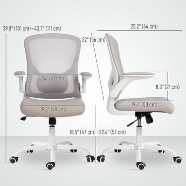 HOMCOM Ergonomic Mesh Office Chair with 4D Lumbar Support, Swivel Desk Chair with Flip-up Armrests, Tilt Function, Grey