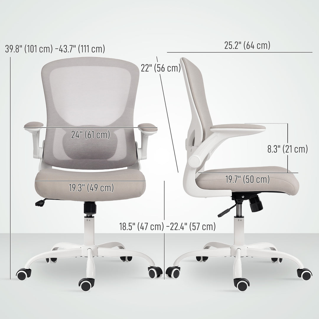 HOMCOM Ergonomic Mesh Office Chair with 4D Lumbar Support, Swivel Desk Chair with Flip-up Armrests, Tilt Function, Grey