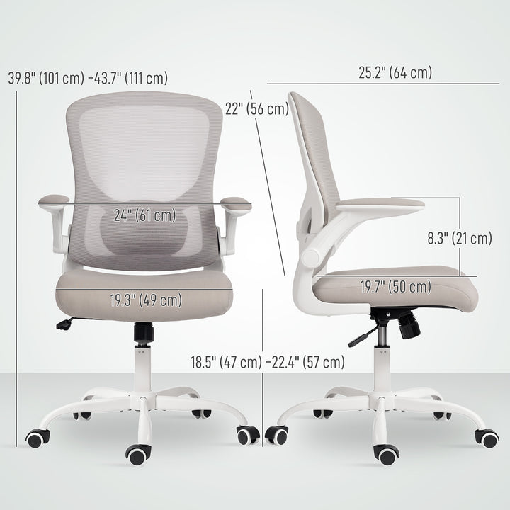 HOMCOM Ergonomic Mesh Office Chair with 4D Lumbar Support, Swivel Desk Chair with Flip-up Armrests, Tilt Function, Grey
