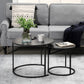 HOMCOM Round Nesting Coffee Table Set of 2, Stacking Modern Accent Tables with Faux Marble Tabletop and Metal Frame for Living Room, Black