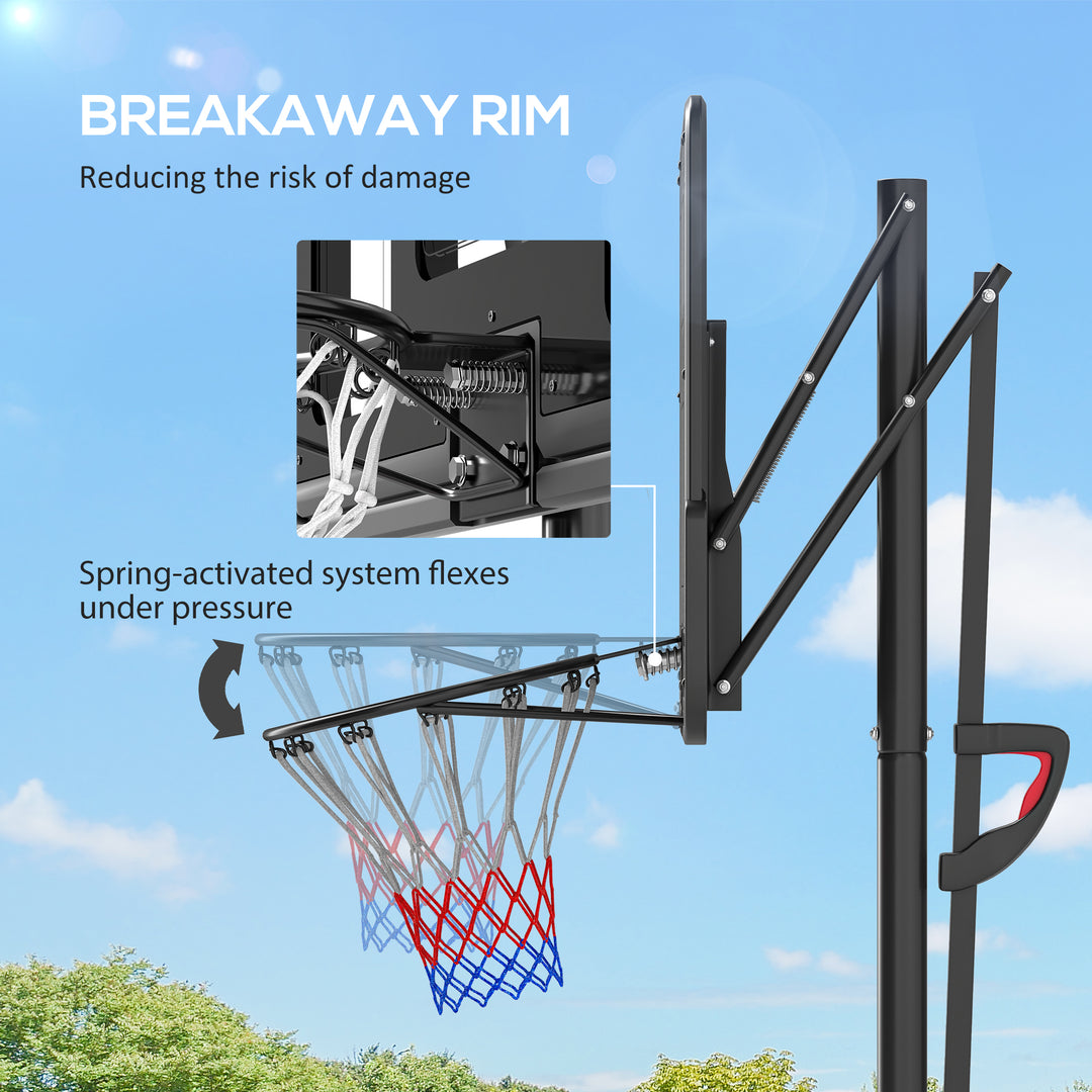 Soozier 7.7-10ft Portable Basketball Hoop, Basketball Goal with Free Weight, Wheels, 43" Backboard and Fillable Base