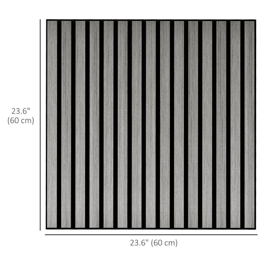 HOMCOM 24"x24" Wood Panels for Wall, 4 Pack Acoustic Panels, Sound Absorbing Slat Wall For Interior Wall Decor, Home, Grey