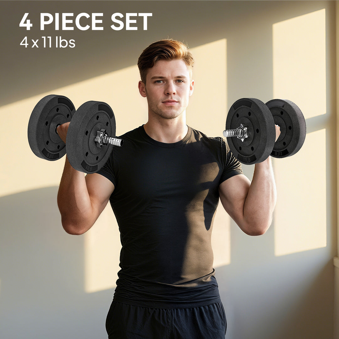 Soozier Weight Plates Set of 4, 1-Inch Barbell Weight Set for Home Gym Strength Training and Weightlifting, 4 x 11 lbs