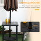 Outsunny Outdoor Side Table, Patio End Table with Umbrella Hole, Small Coffee Table with Steel Frame for Balcony, Black