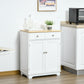 HOMCOM Sideboard Buffet Cabinet with Storage, 27" Kitchen Cabinet with Adjustable Shelf, 2 Drawers and 2 Doors, Coffee Bar Cabinet with Rubberwood Tabletop, White
