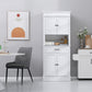 HOMCOM Modern Freestanding Kitchen Pantry Cabinet Cupboard with Doors Open Shelves Adjustable Shelving Microwave Space, White