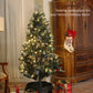 HOMCOM 4FT Pre-Lit Decorated Christmas Tree with Red Berries and Pine Cones Snow Flocked Christmas Tree with LED Lights Green