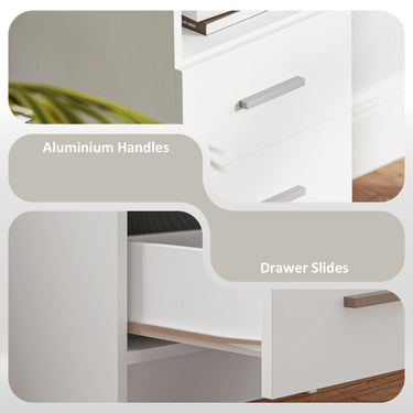 HOMCOM Computer Desk with Storage, 39" Home Office Desk with 3 Drawers nad Open Shelf, Writing Table for Bedroom, White