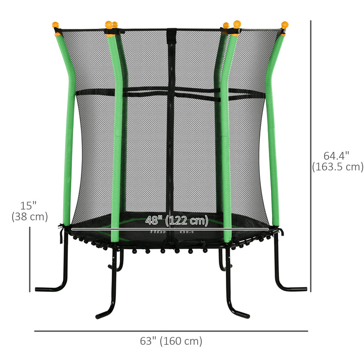 Soozier 63" Kids Trampoline Indoor with Enclosure Net Elastic Thick Padded Pole Gift for Ages 3-10 Years Old Red