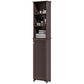 HOMCOM Tall Bathroom Storage Cabinet, Freestanding Linen Tower with 3-Tier Open Adjustable Shelf, White