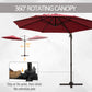 Outsunny 10ft Cantilever Patio Umbrella with 360Â° Rotation, Crank & Cross Base for Garden Deck Pool Backyard, Wine Red