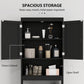 HOMCOM Over The Toilet Cabinet, Modern Bathroom Above Toilet Storage with Barn Doors and Open Shelf, Black
