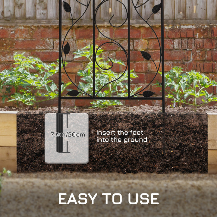 Outsunny 2 Pack Garden Trellis for Climbing Plants, Outdoor Metal Grid Panels with Birds and Leaves, for Roses, Vine Flower, Cucumber, Clematis, 59" Tall