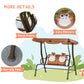 Outsunny 2-Seat Kids Porch Swing Chair, Children Outdoor Patio Furniture Lounge Chair for Garden, with Adjustable Canopy, Seat Belt, Monkey Pattern, for 3-6 Years Old, Coffee