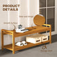 Outsunny Garden Stool with Storage Shelf, Slatted Seat for Indoor Conservatory, Garden, Poolside, Deck, Teak