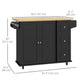 HOMCOM Kitchen Island with Drop Leaf, Rolling Kitchen Cart on Wheels with 3 Drawers, Cabinet, Natural Wood Top, Spice Rack and Towel Rack, White
