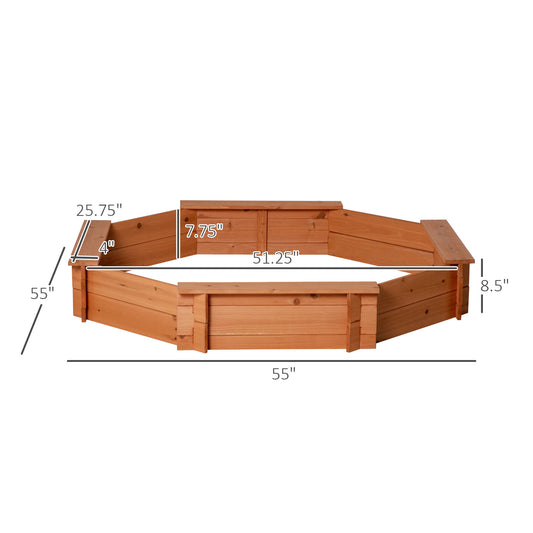 Outsunny Kids Sandbox with Cover and Seat, Outdoor Children Sand Playset for Backyard, Boys and Girls, Red, 55" x 55" x 8.5"