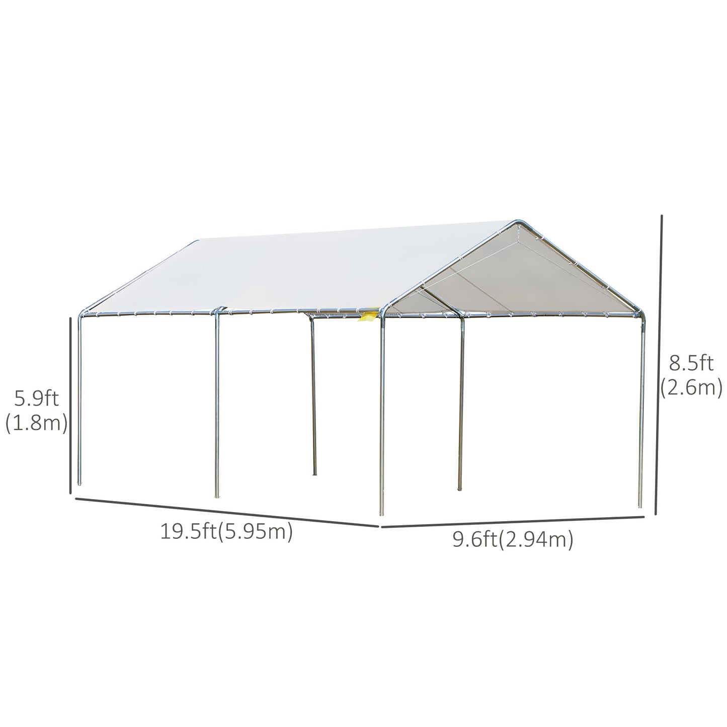 Outsunny 10'x20' Carport Heavy Duty Galvanized Car Canopy with Included Anchor Kit, 3 Reinforced Steel Cables, Grey