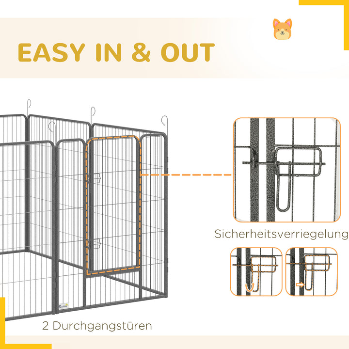 PawHut 16 Panel 39" Height Heavy Duty Dog Playpen for Small Medium Large Dogs, Grey