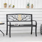 Outsunny 2 Seater Garden Bench 45" x 21.75" x 35.5" Steel Frame Loveseat forÂ Yard,Â Lawn,Â Porch,Â Patio,Â Black and Gold