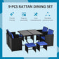 Outsunny 9 Pieces Patio Wicker Dining Set, PE Rattan Garden Sectional Sofa Outdoor Space-Saving Furniture Sets, White