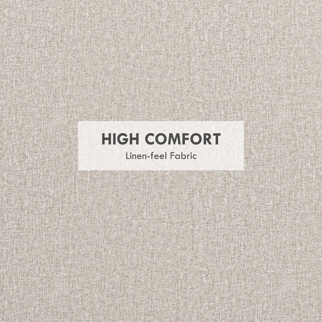 HOMCOM Round Coffee Table, End Table with Hidden Storage and Tray Top, Linen Upholstered Footrest for Living Room