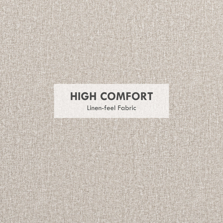 HOMCOM Round Coffee Table, End Table with Hidden Storage and Tray Top, Linen Upholstered Footrest for Living Room