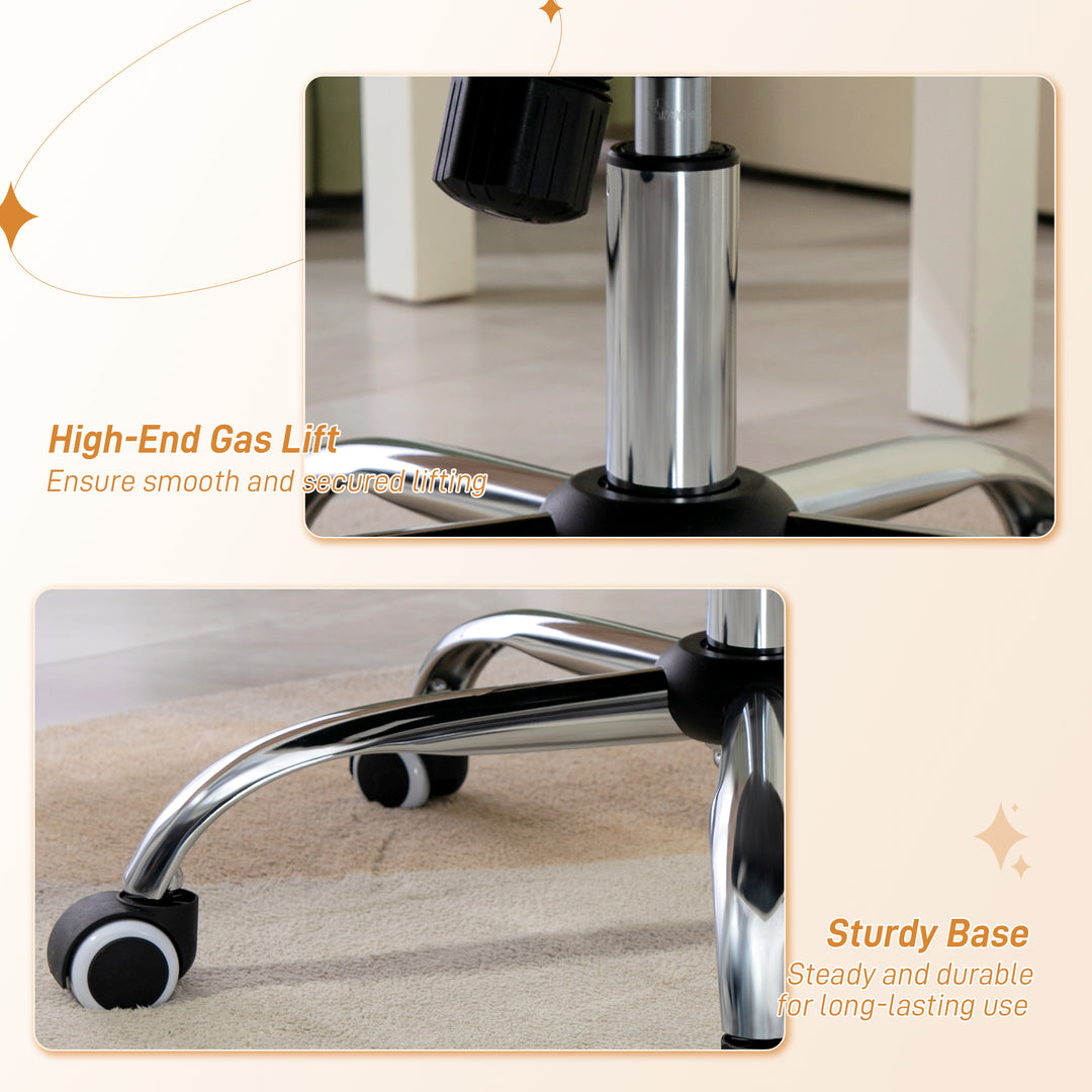 Vinsetto Office Chair, Velvet Computer Chair, Button Tufted Desk Chair with Swivel Wheels, Adjustable Height, Tilt Function, Grey