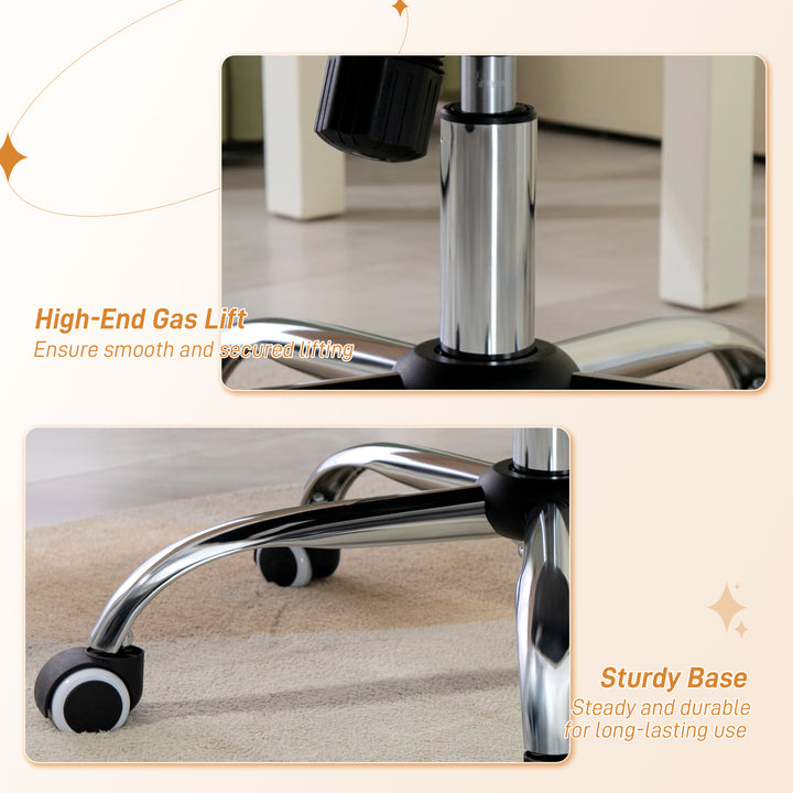 Vinsetto Office Chair, Velvet Computer Chair, Button Tufted Desk Chair with Swivel Wheels, Adjustable Height, Tilt Function, Grey