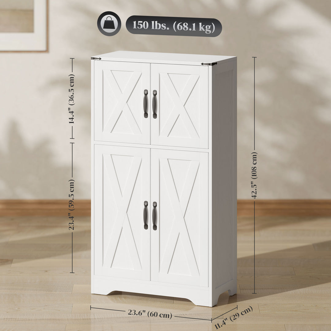 HOMCOM Farmhouse Kitchen Pantry, Freestanding Kitchen Pantry Storage Cabinet with Barn Doors and Adjustable Shelves, Black